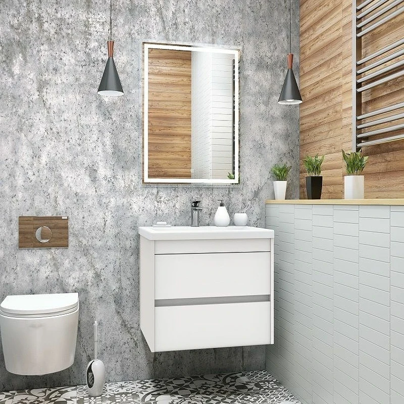 Тумба под раковину Art&Max Family-580-2C-SO-BL подвесная Белый глянец МДФ / ЛДСП