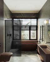 Душевая перегородка Maybah Glass MGD-693-6ш 890x1950 в широком профиле Черный стекло графитовое