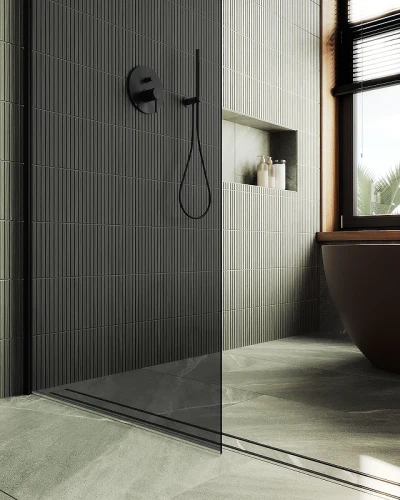 Душевая перегородка Maybah Glass MGD-693-6ш 890x1950 в широком профиле Черный стекло графитовое