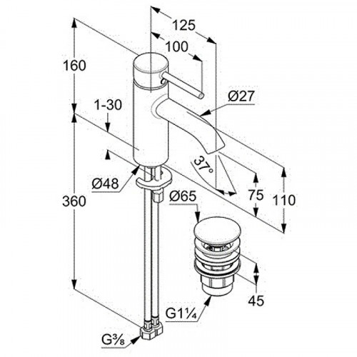 Смеситель для раковины Kludi Bozz 38266N076 Золото брашированное латунь