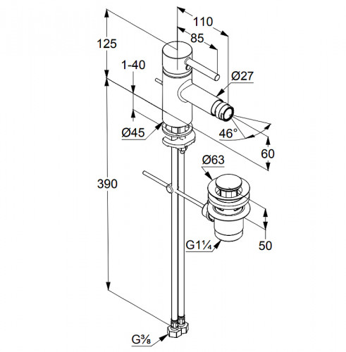 Смеситель для биде Kludi Bozz 385330576 Хром латунь