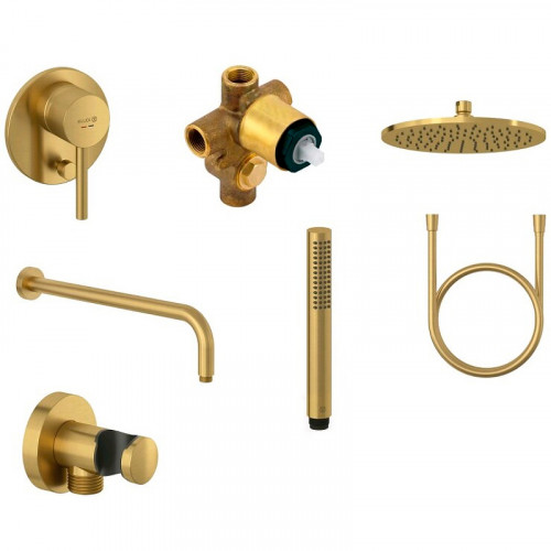 Душевая система Kludi Bozz 38736N076 Золото брашированное латунь встраиваемый