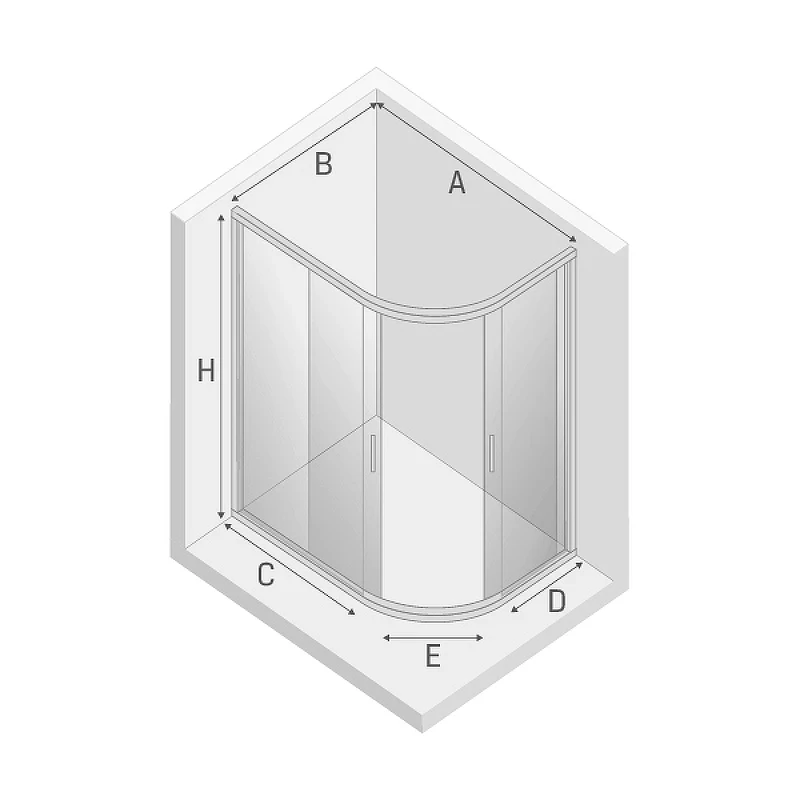 Душевой уголок New Trendy New Varia Chrome 120х85 K-0509 профиль Хром стекло прозрачное