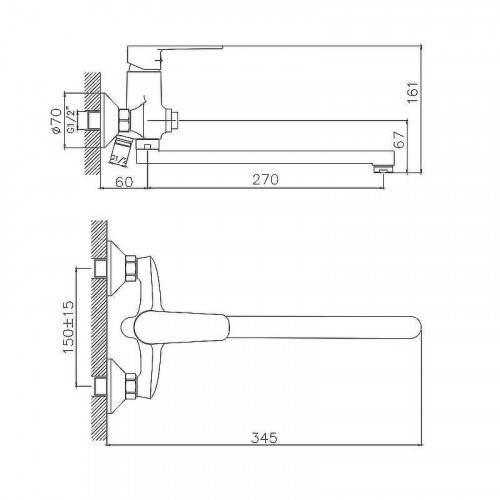 Смеситель для ванны Cron CN22523 Хром