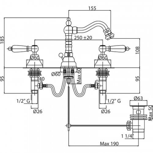 Смеситель для биде Cezares FIRST-BBS2-03/24-Bi Золото 24 карат латунь