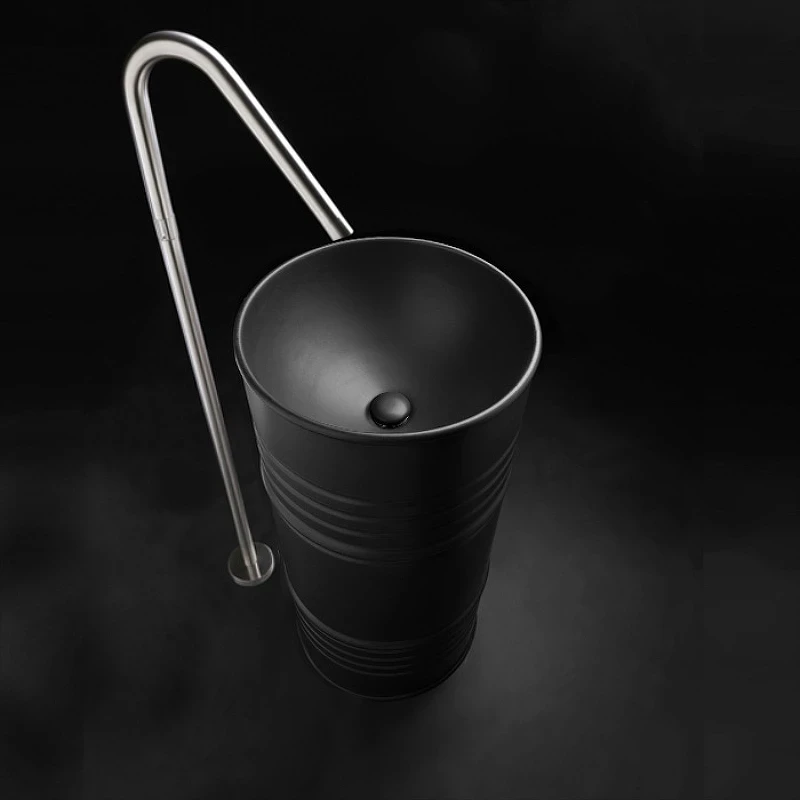 Раковина Kerasan Artwork Barrel 45 474331 Черная матовая фарфор напольный