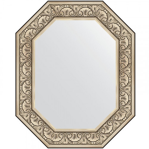 Зеркало Evoform Polygon 80х65 BY 7246 в багетной раме - Барокко серебро 106 мм стекло