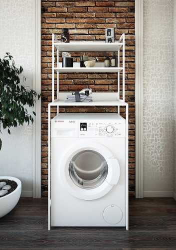 Стеллаж Sanflor 64 82613187 над стиральной машиной Белый муар МДФ / ЛДСП