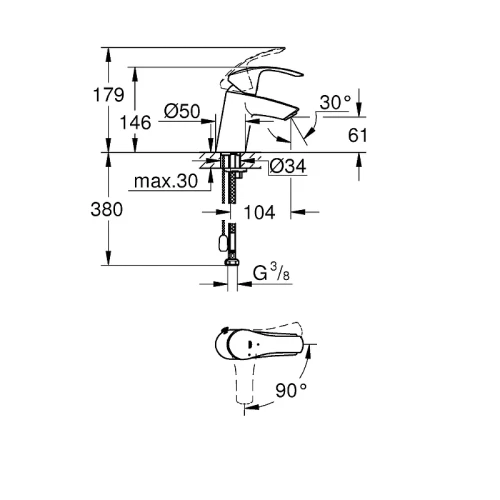 Смеситель для раковины Grohe Eurosmart 23372002 Хром