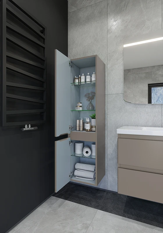 Шкаф пенал Caprigo Forte 35 L 36150L-SF025 подвесной цвет Айрон