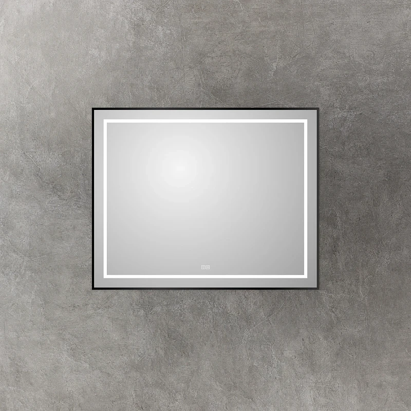 Зеркало BelBagno Kraft 100 SPC-KRAFT-1000-800-LED-TCH-WARM-NERO с подсветкой Черное с сенсорным выключателем и подогревом стекло