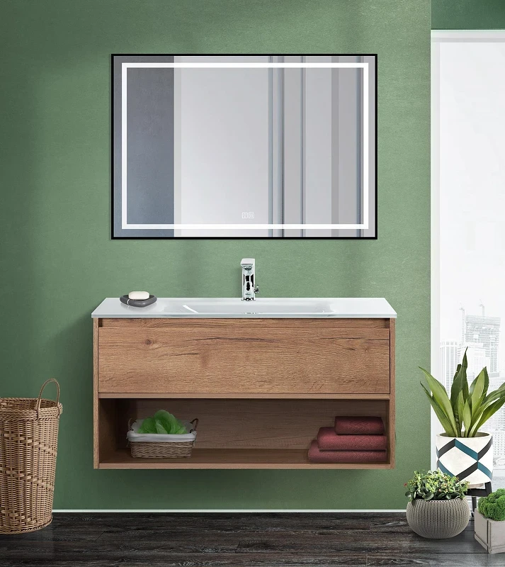 Зеркало BelBagno Kraft 100 SPC-KRAFT-1000-800-LED-TCH-WARM-NERO с подсветкой Черное с сенсорным выключателем и подогревом стекло