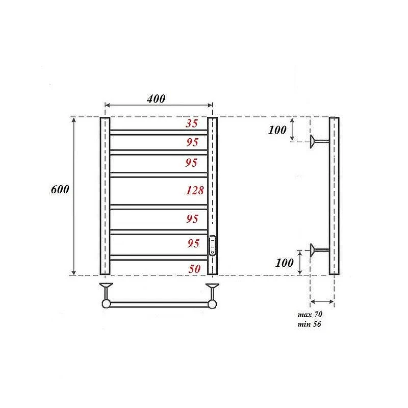 Электрический полотенцесушитель APEXTERMO Stella 600x400 ST00164BM цвет Черный матовый