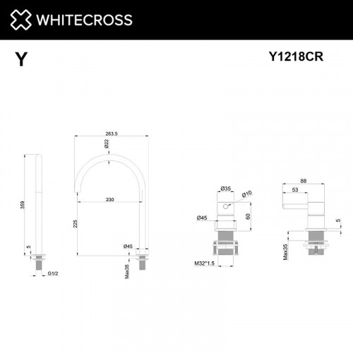 Смеситель для раковины Whitecross Y chrome Y1218CR цвет Хром
