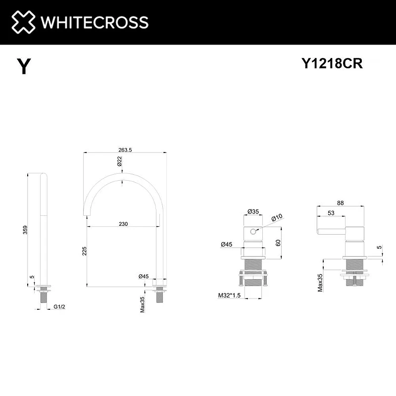 Смеситель для раковины Whitecross Y chrome Y1218CR цвет Хром