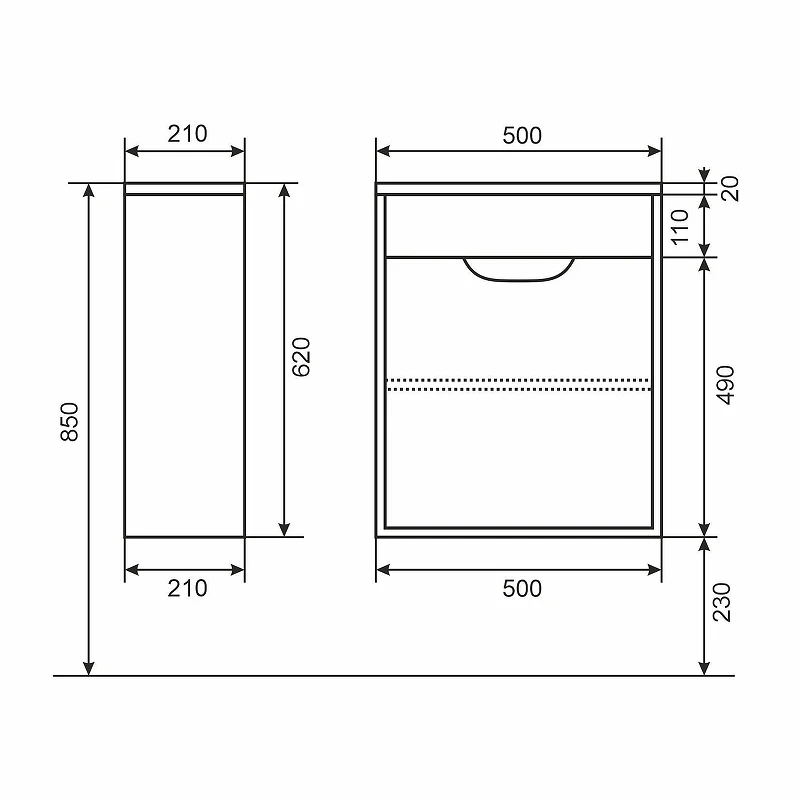 Тумба с раковиной Uperwood Modul 50 393020544 подвесная цвет Белый матовый
