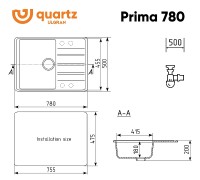 Кухонная мойка Ulgran Quartz Prima 780-08 Космос искусственный камень (литьевой мрамор) встраиваемый