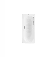 Чугунная ванна Vinsent Veron Soissons 170x70 VCN1707042H/VH0012BL-AS цвет Белый с квадратными черными матовыми ручками и антискользящим покрытием