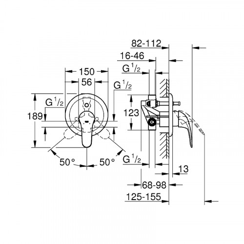 Смеситель для душа Grohe Euroeco New 32747000 Хром латунь встраиваемый