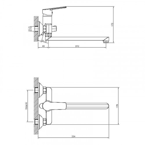 Смеситель для ванны Decoroom DR22043 универсальный Хром