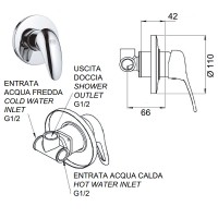 Смеситель для душа Remer Ten T30 Хром латунь встраиваемый