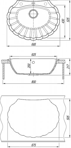 Кухонная мойка Florentina Гребешок-695 20.345.E0695.102 Черная искусственный камень (литьевой мрамор) встраиваемый