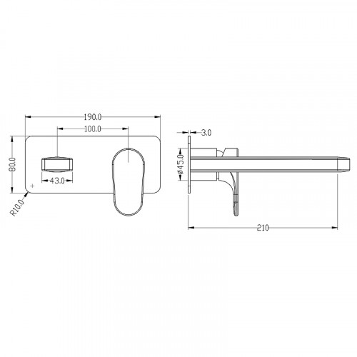Смеситель для раковины Boheme Spectre 455-B Черный матовый латунь встраиваемый