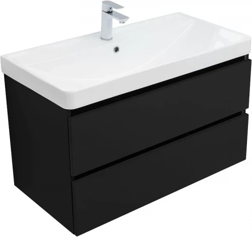 Тумба с раковиной Aquanet Вега 2.0 90 344743 подвесная цвет Черный