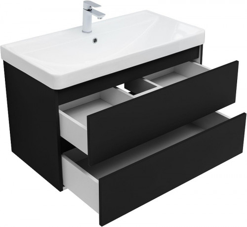 Тумба с раковиной Aquanet Вега 2.0 90 344743 подвесная цвет Черный