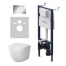 Унитаз с инсталляцией AM.PM Like AquaSpin 2.0 IS90251.801901 цвет Белый с сиденьем Микролифт и клавишей смыва цвет Хром глянцевый