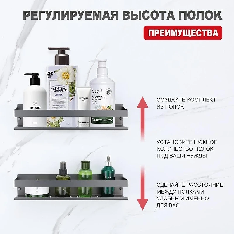 Металлическая полка Raglo R340.03.09 цвет Графит матовый