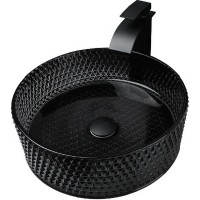 Раковина-чаша CeramaLux 36 GL03A Черная стекло накладная