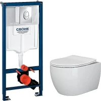 Унитаз с инсталляцией Ceramicanova Play CN3001 + Grohe Rapid SL 38721001 с сиденьем Микролифт и клавишей смыва Хром