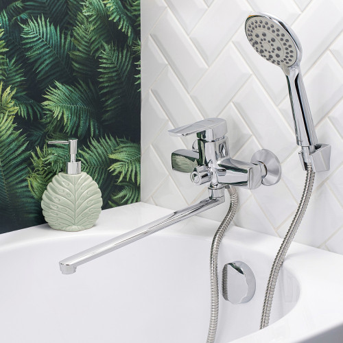 Смеситель для ванны Ростовская Мануфактура Сантехники Boou B8215-18F универсальный Хром латунь на стену