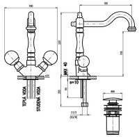 Смеситель для раковины Rav Slezak Brilliance121.5/8SM Бронза латунь