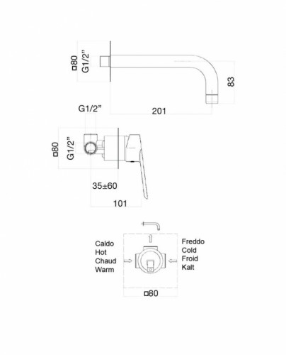 Смеситель для раковины Webert Sax Evolution SE830606740 Белый матовый встраиваемый