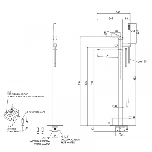Смеситель для ванны Remer Absolute AU08BO Белый матовый латунь на пол