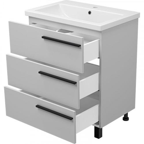 Тумба с раковиной Misty Ненси 70 УТ000015706 Серая матовая