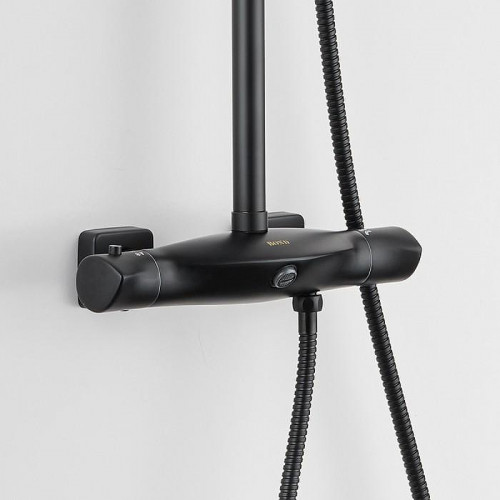 Душевая система Bond Cube B07-9488 с термостатом Черная матовая