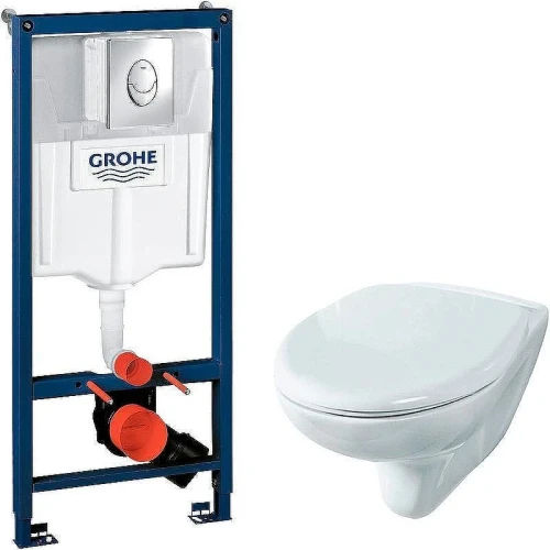 Унитаз с инсталляцией Rosa Элеганс Люкс Вн УнБ32 4620008195438 + Grohe Rapid SL 38721001 с сиденьем Микролифт и клавишей смыва Хром