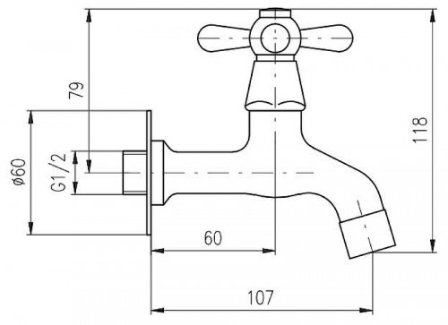 Кран для одного типа воды Rav Slezak Morava retro MK593SM Бронза латунь на стену