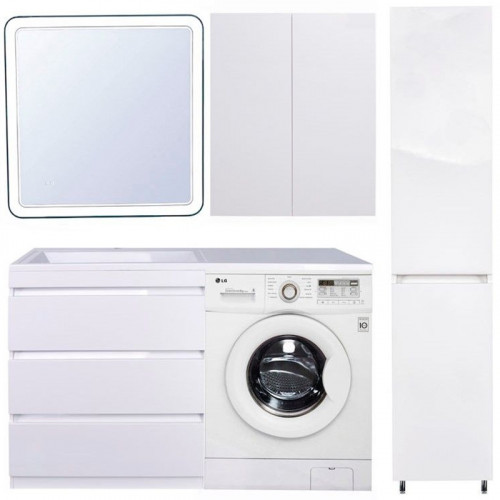 Тумба под раковину Style Line Даллас 140 Люкс Plus Белая МДФ / ЛДСП