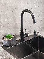 Смеситель для кухни Ростовская Мануфактура Сантехники SUS124BL-017F Черный матовый нержавеющая сталь