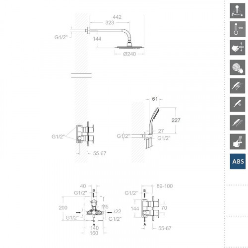 Душевая система Ramonsoler Blautherm 948712RP240 с термостатом Хром