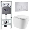 Комплект унитаза с инсталляцией WeltWasser AMBERG 506 ST + SALZBACH 043 GL-WT + AMBERG RD-MT CR 10000011506 цвет Белый глянцевый с сиденьем Микролифт и клавишей смыва цвет Хром матовый