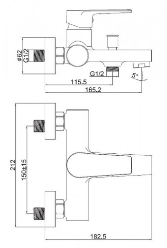 Смеситель для ванны Creavit Sharp SR2510S цвет Черный матовый