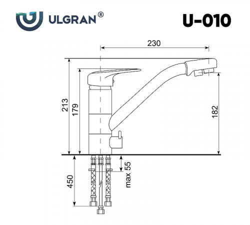Смеситель для кухни Ulgran Classic U-010-328 Бежевый латунь