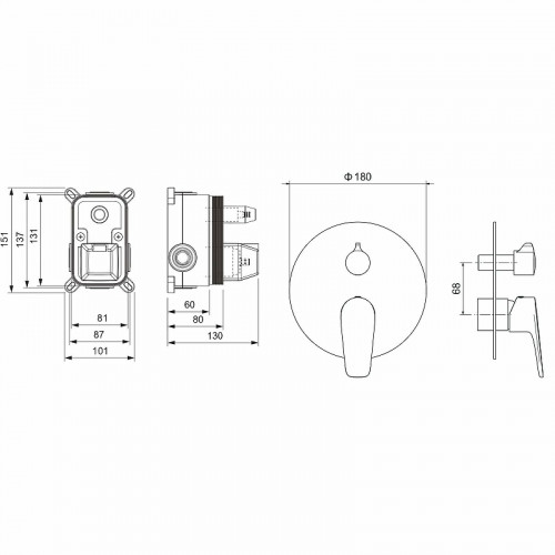 Смеситель для душа Aquatek Бетта AQ1146MB Черный матовый латунь встраиваемый