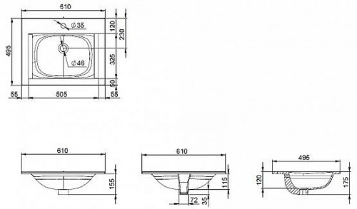 Раковина AM.PM Spirit V2.0 61 M70AWCC0602WG Белая фарфор полувстраиваемая