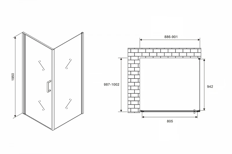 Душевой уголок Abber Sonnenstrand 90x100 AG04090-S100 профиль Хром стекло прозрачное